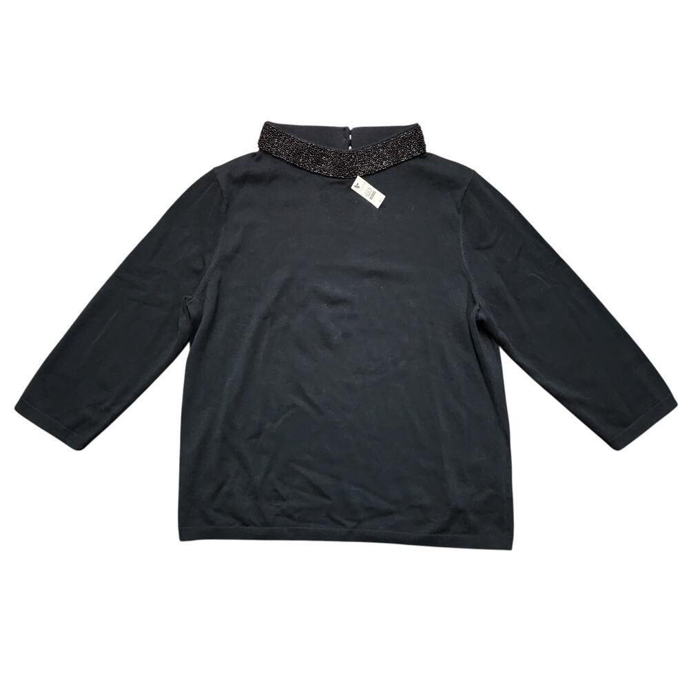 NWT Talbots Beaded Collar 3/4 Sleeve Sweater Size XL